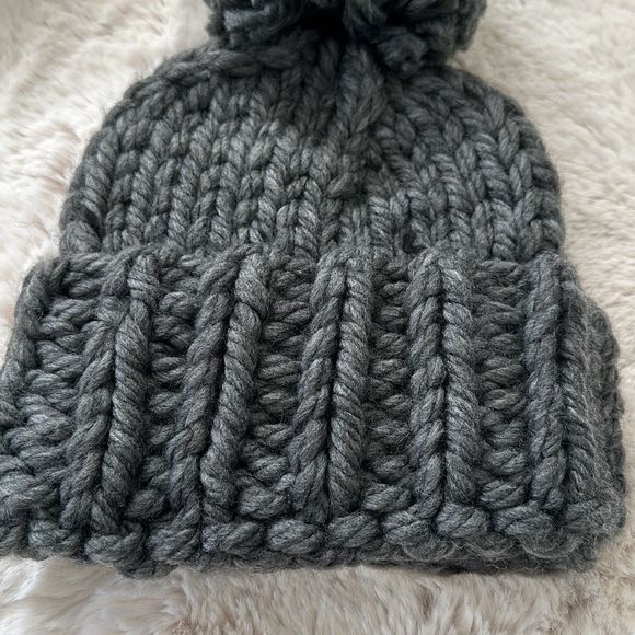 Hat Attack Chunky Knit Beanie Pom Hat Charcoal OS